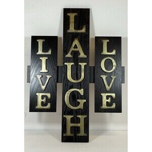 Live Laugh Love Wood Wall Plaque Home Decor Inspirational Quotes 15”x11”